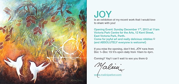 Invitation to JOY by Malini Parker